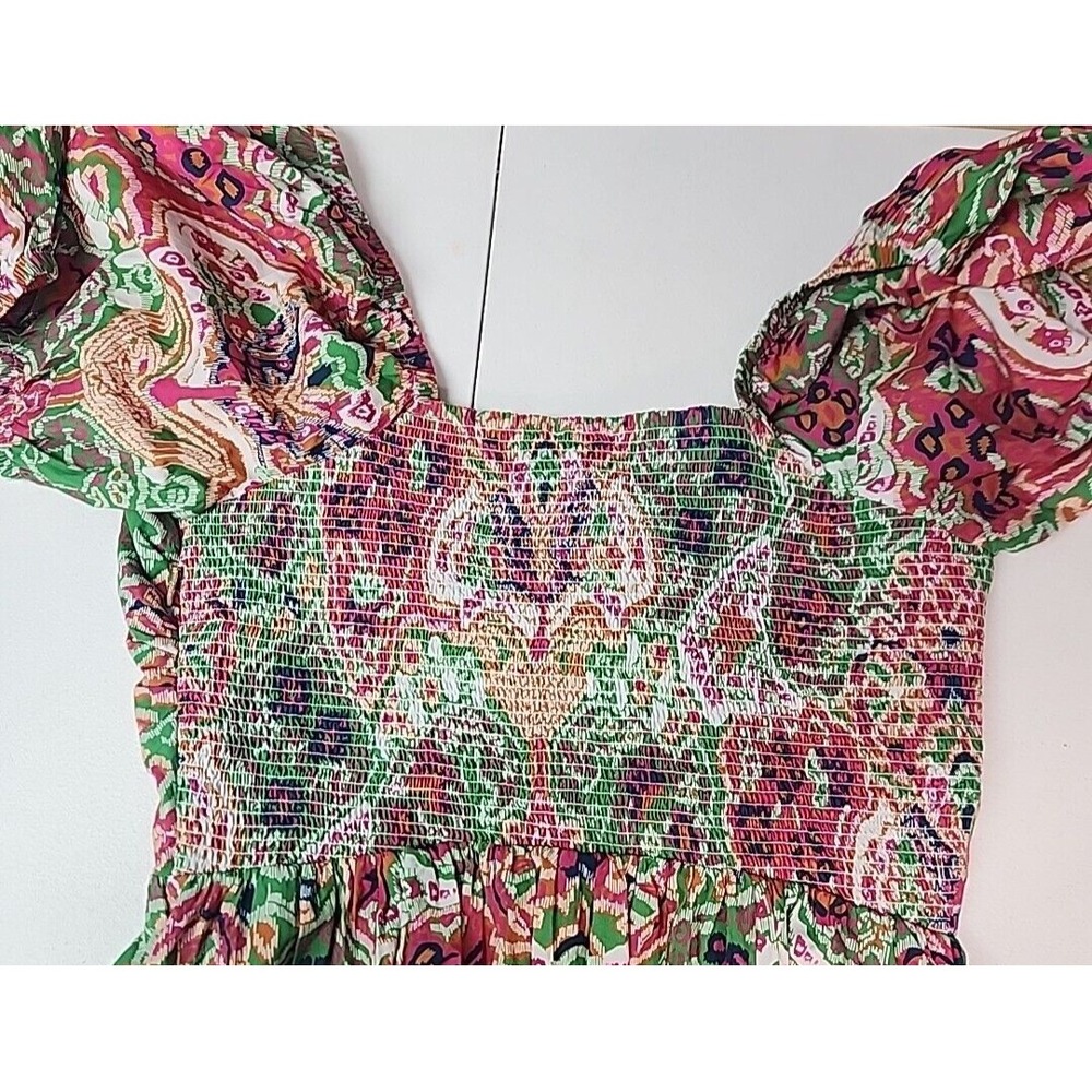 Cleobella Womens XL Reza Panama Midi Dress Floral w/pockets bow detail at bust - Picture 8 of 10